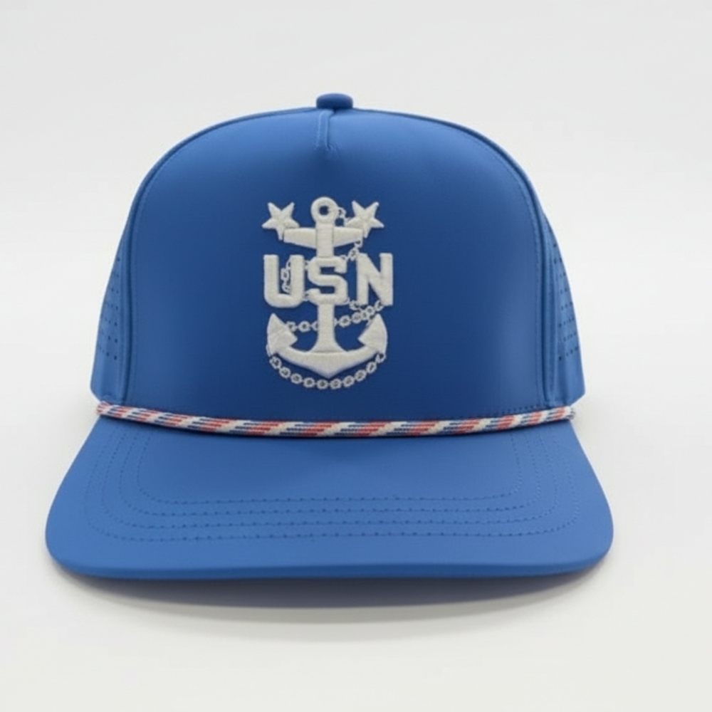 Red White and Blue Navy CPO Golf Rope Hat. Available in CPO, SCPO, MCPO - Picture 2 of 2